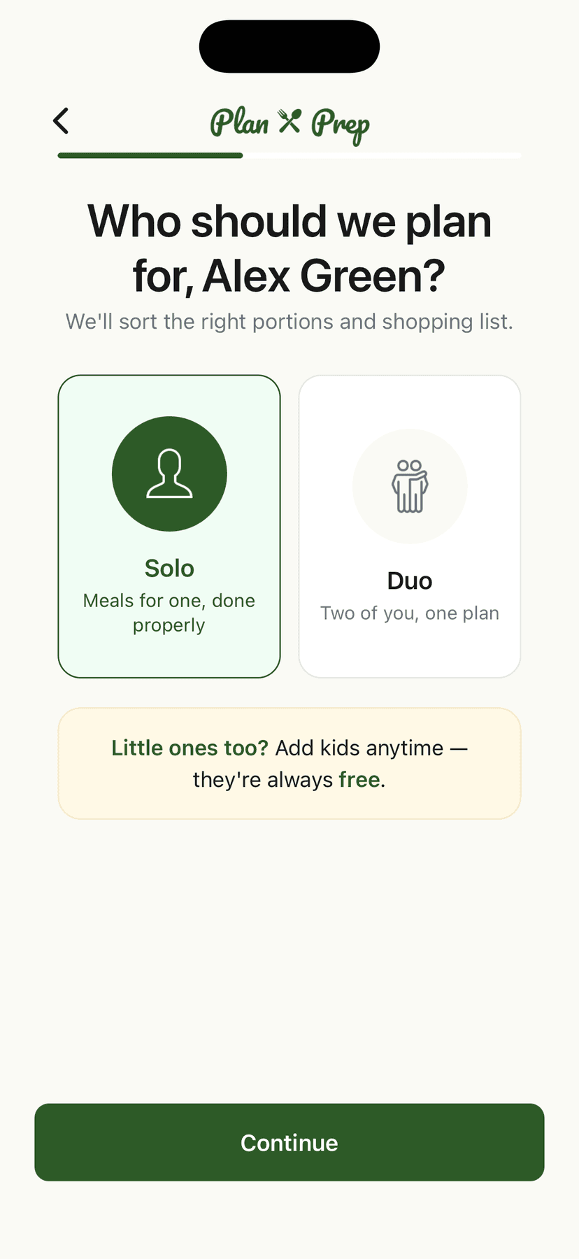 Solo and Duo plan selection