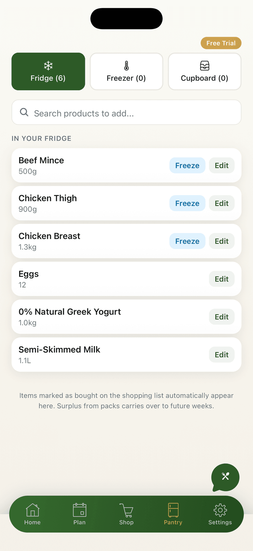 Pantry and fridge inventory tracker